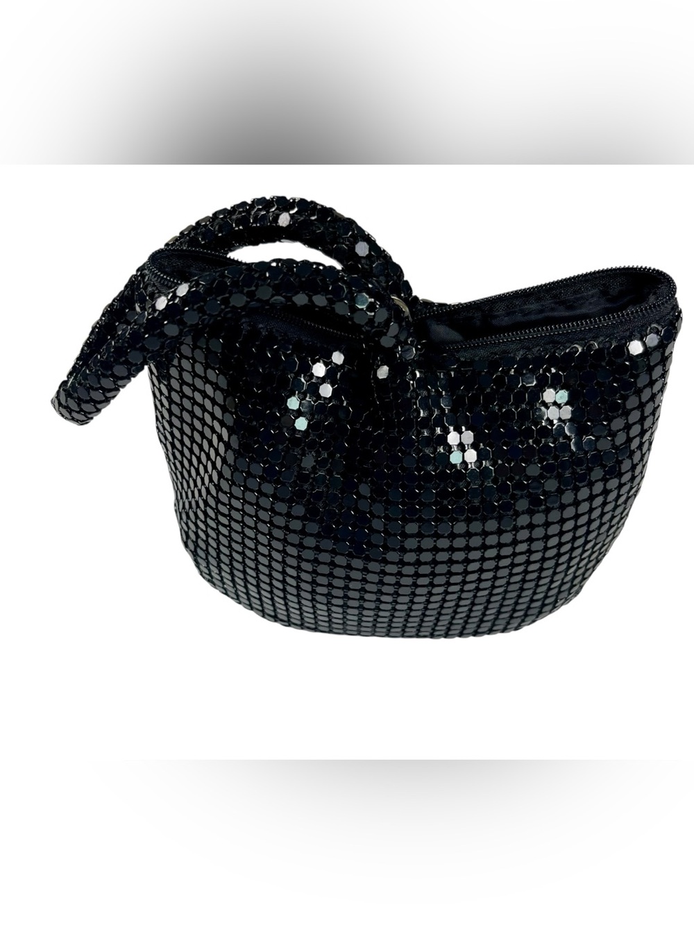 Black Sequin Cocktail Bag Small Evening Shoulder Purse Sparkle Party. Sku 168 - Picture 3 of 10